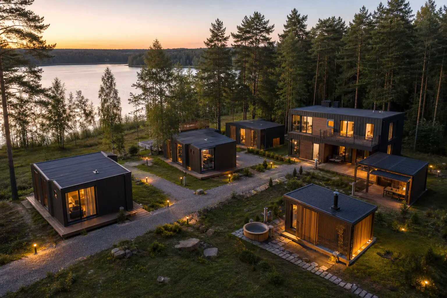 Koncept modularnog glamping kompleksa IVAN DOM uz vodu